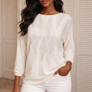 LUNA Elegant Cream color silver dotted Blouse